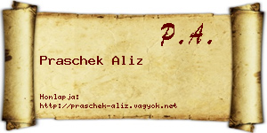 Praschek Aliz névjegykártya